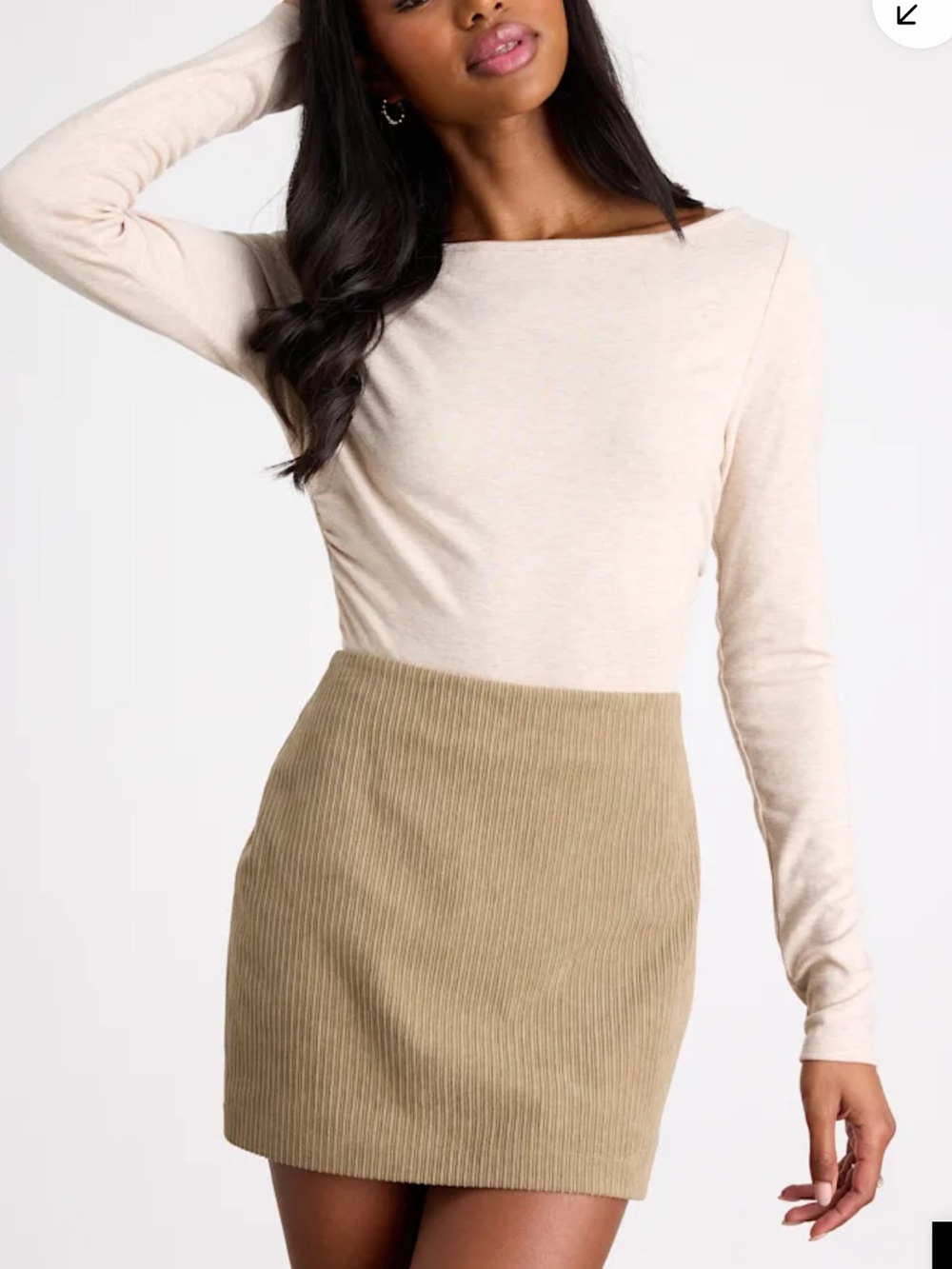 NWOT Lulus Taupe Corduroy High-Rise Mini Skirt